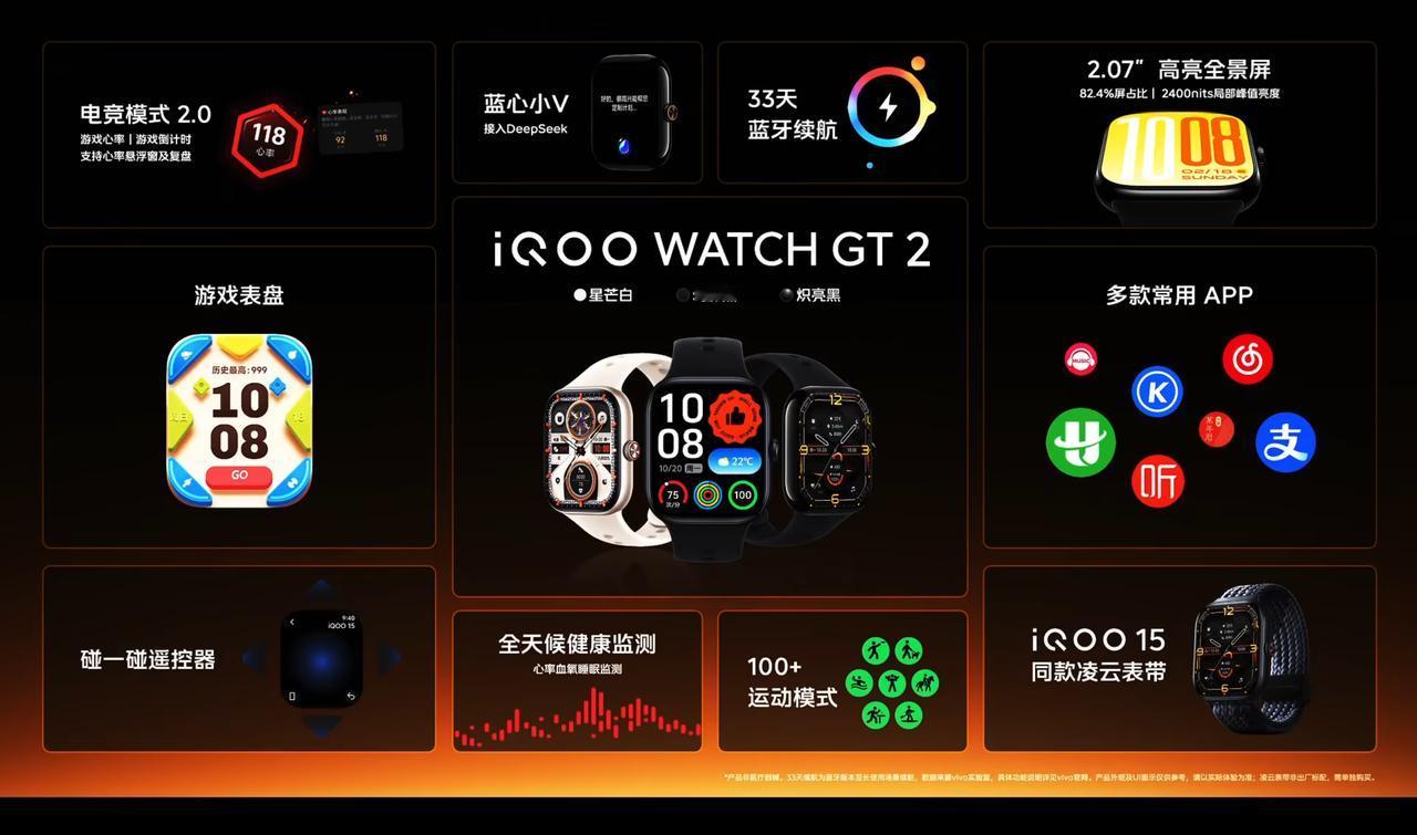 iQOO WATCH GT 2 发布，蓝牙版售价 499 元、eSIM 版售价 