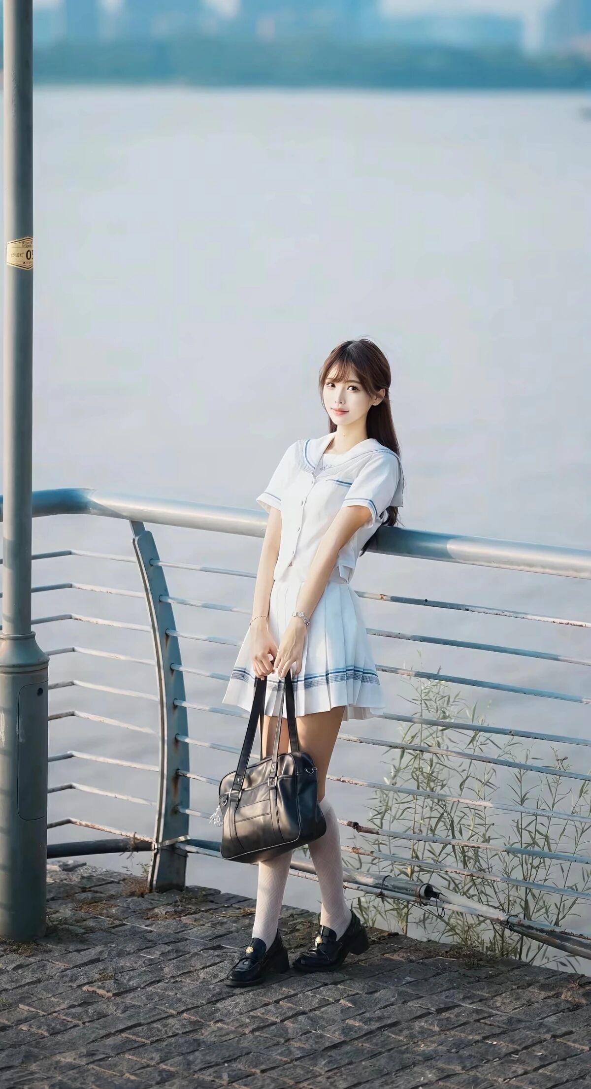 镜头扫过江边：青春哪需要滤镜，本身就是最动人的画面江边日落少女 江边风景照 江边