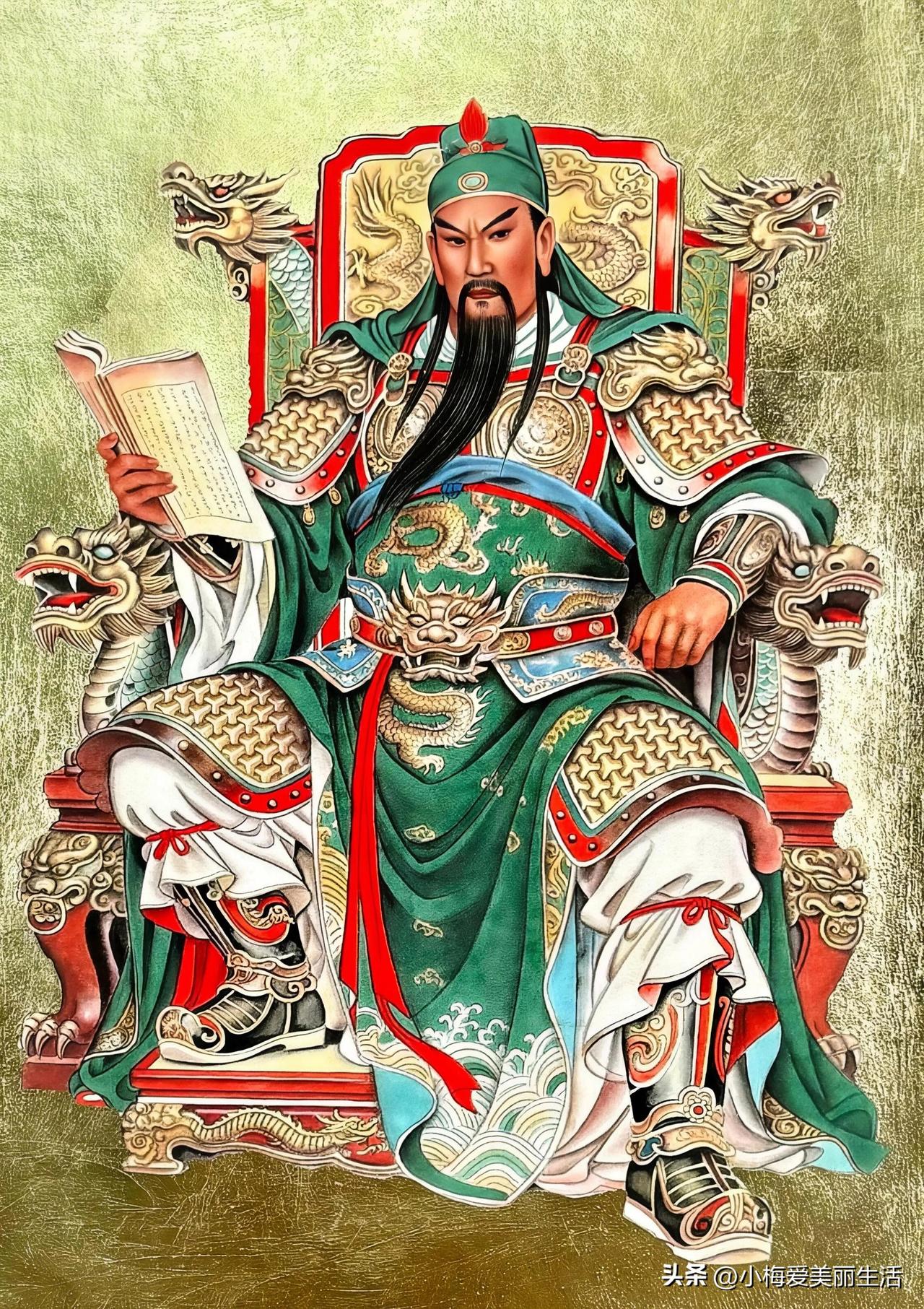 龙椅上，书卷旁，威严显。