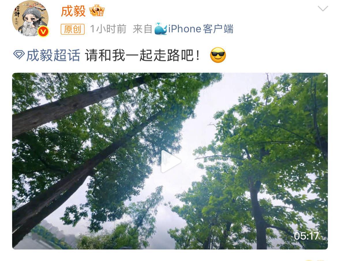 成毅：请和我一起走路吧！时长517。这好像是我第一次看ee这么直接地邀请这跟表白