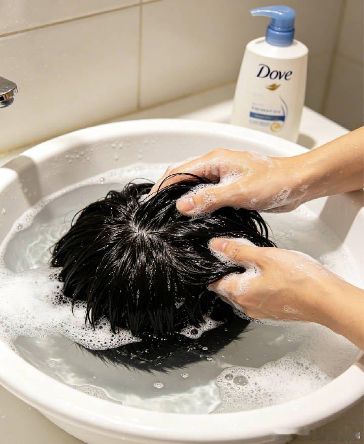 戴假发的人洗头确实方便，都可以手搓了。