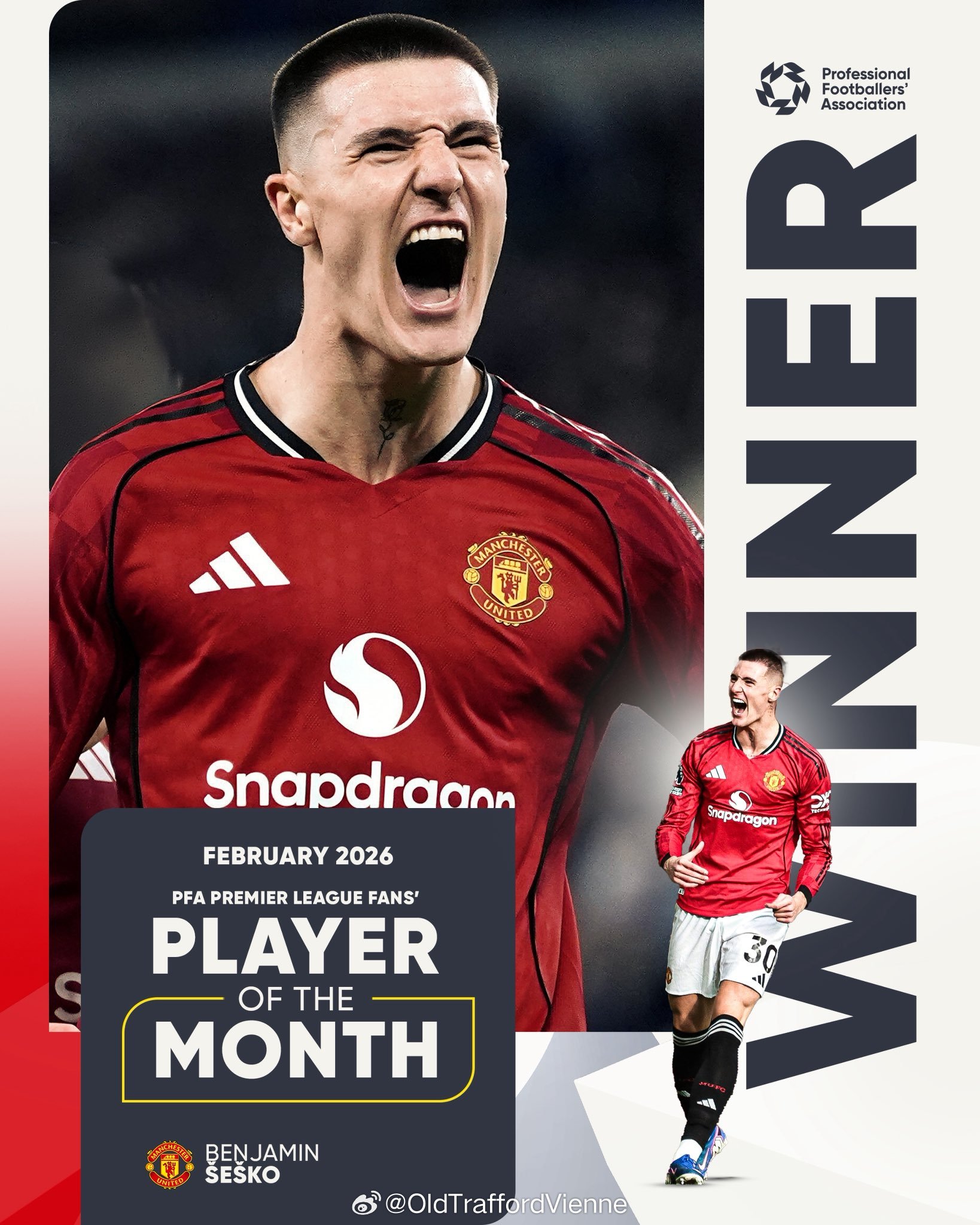 谢什科，本周继续加油吧PFA 2月最佳球员！ 