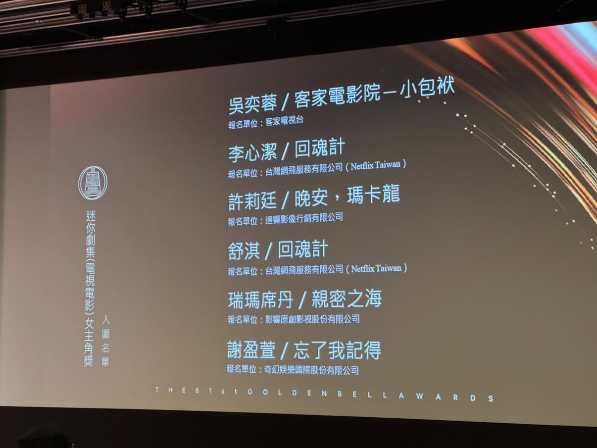 舒淇 李心洁 谢盈萱入围金钟奖迷你剧集最佳女主角😍 ​​​