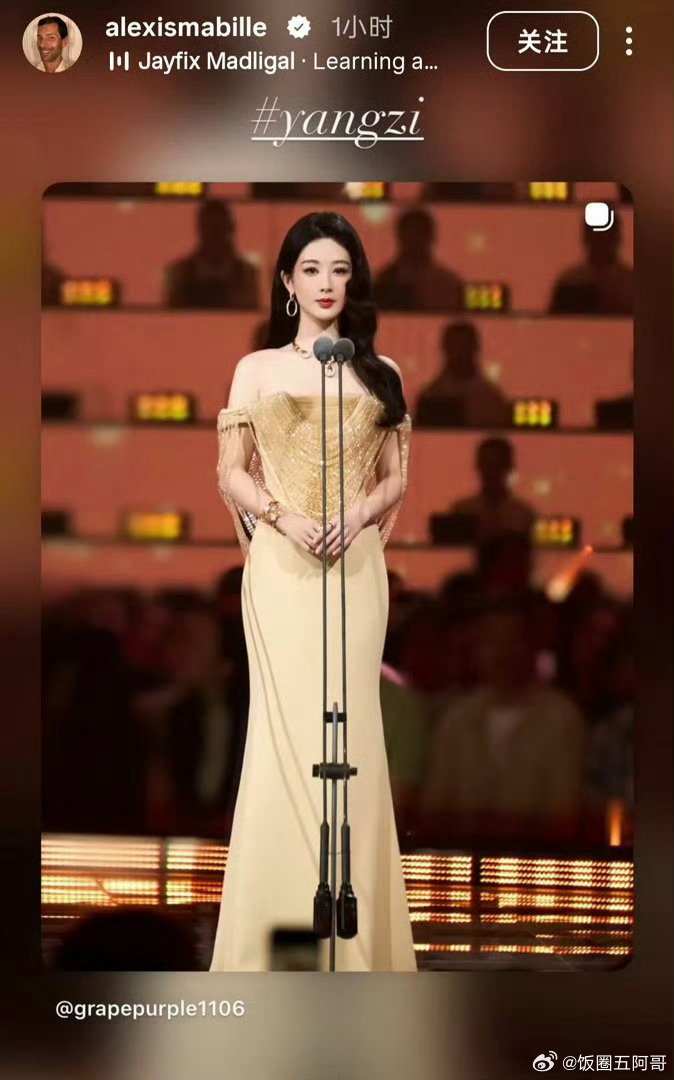 Alexis Mabille 认领了杨紫百花奖登台照 