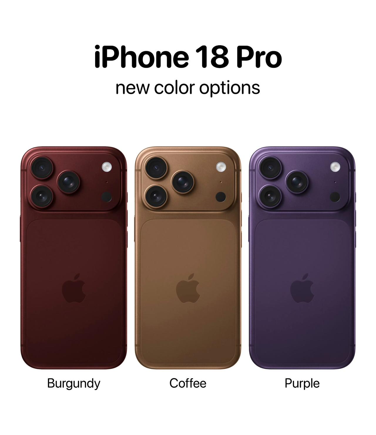 如果iPhone18 Pro出这三款新配色，你们会考虑嘛？[灵光一闪]紫色还挺耐