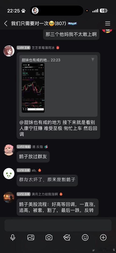 鹅子美股流程：好高等回调，一直涨，追高，被套，割了，最后一跌，反转 