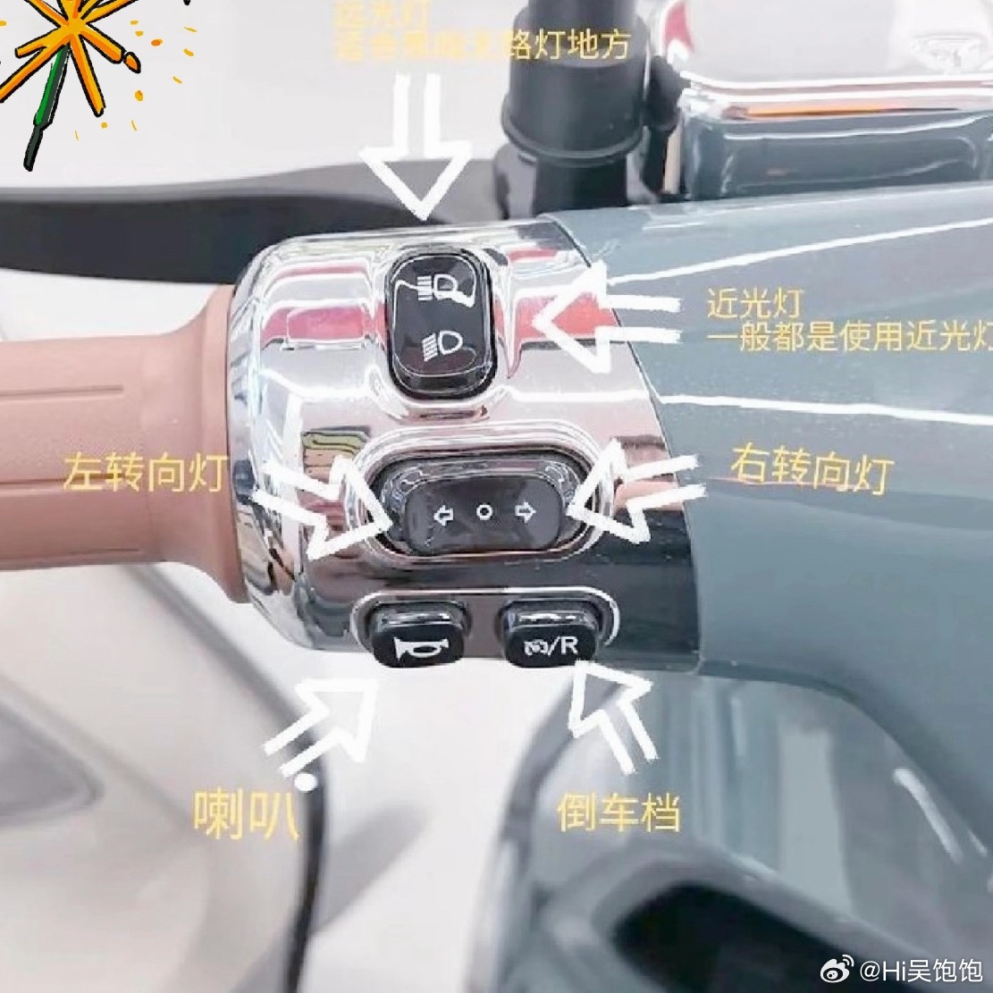 鞋底都磨薄3双了，才知道电动车原来是有倒车的！大家可以仔细看看右手边的车把，是不