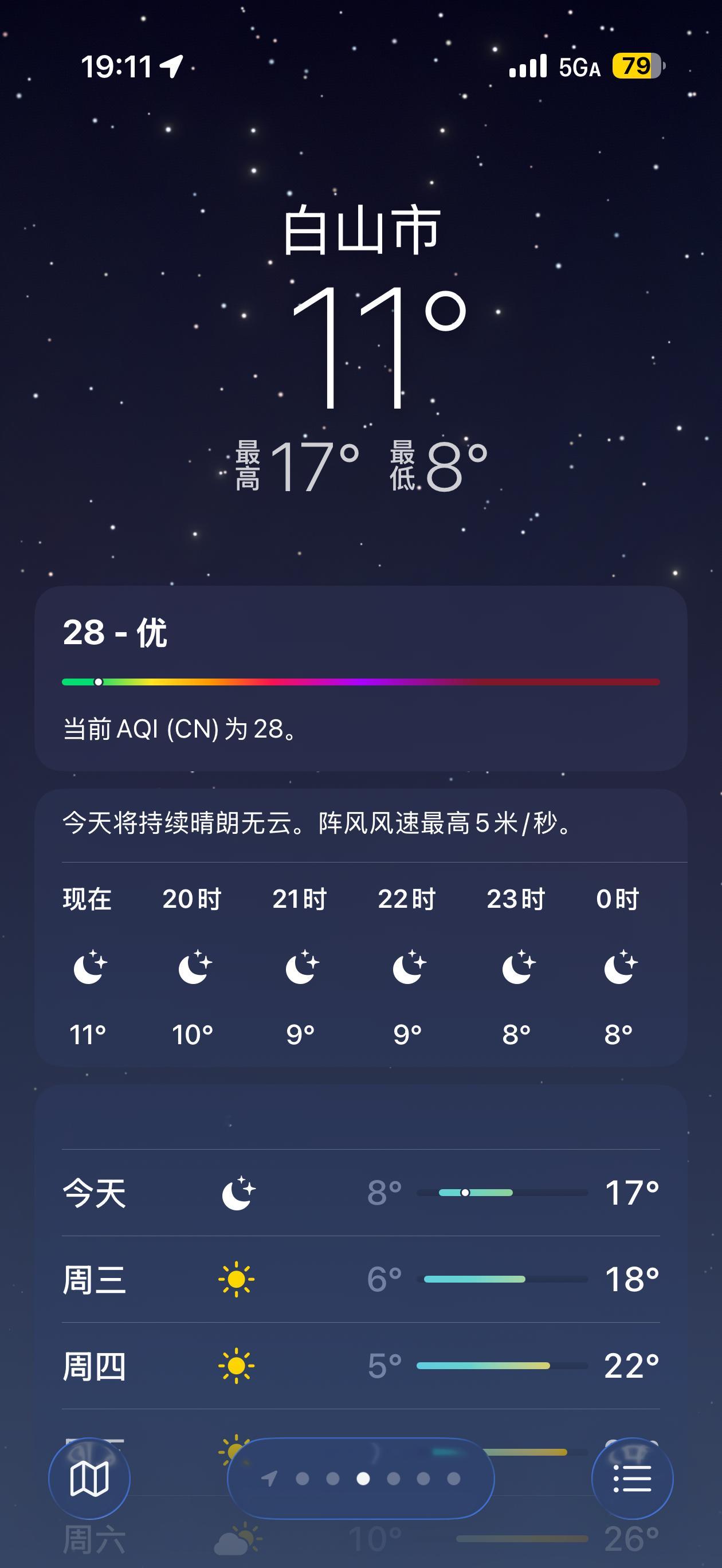 看大家说长白山多少温度？看了下家那面体感温度9℃。 ​​​