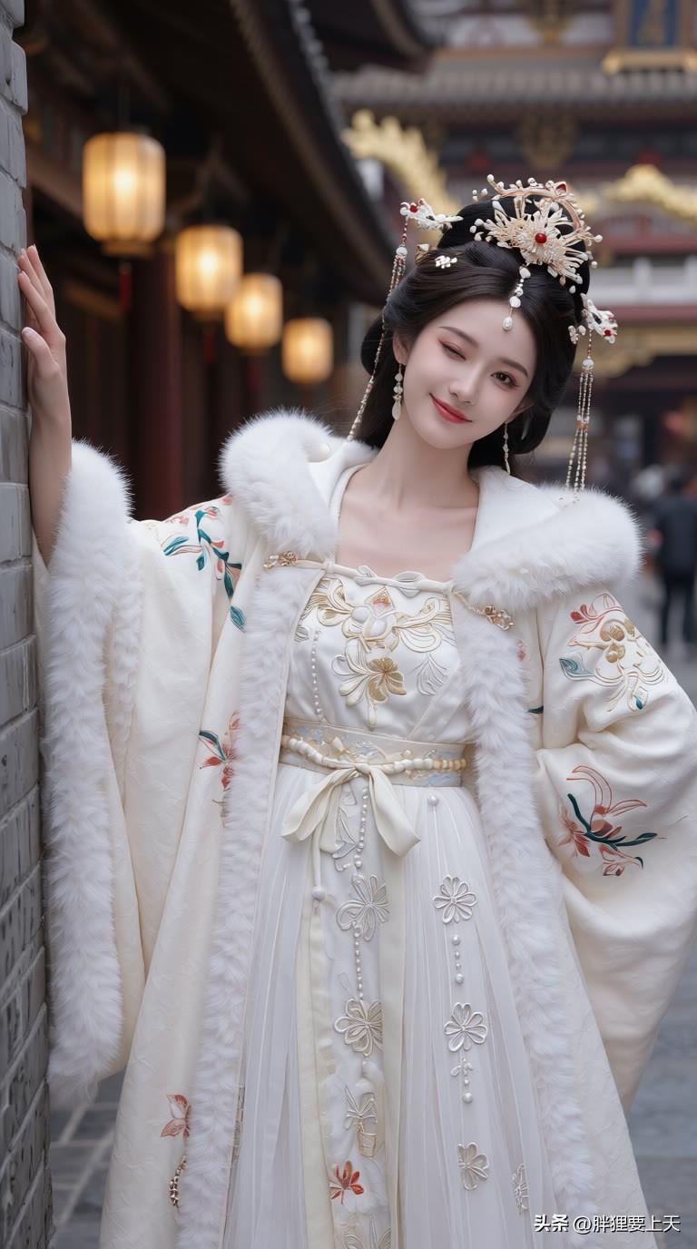 宫灯摇曳，白裘轻拂，恰似长安故人归。美女人像群 高清美女 高雅气质美女 古风