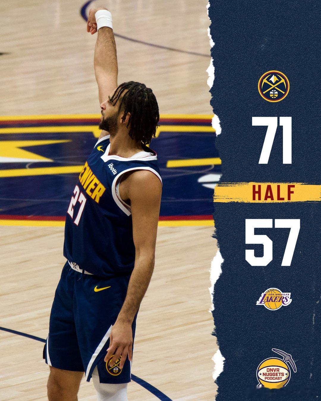 穆雷一打湖人就来劲  超级压哨，半场26分7助攻，穆雷打湖人真是太来劲了！ 