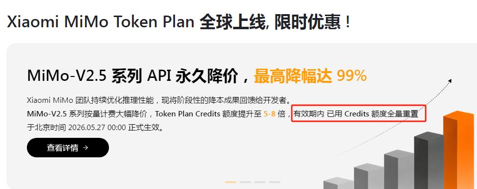 有福啦！Xiaomi MiMo Token 激励计划额度全量重置。
小米mimo