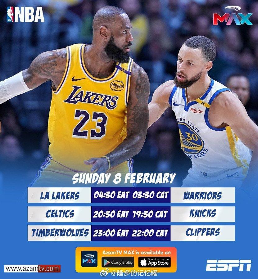 明天9点半湖勇大战，库里对决叶忠！上次两队交手，勇士10分优势取胜。勇士vs湖人