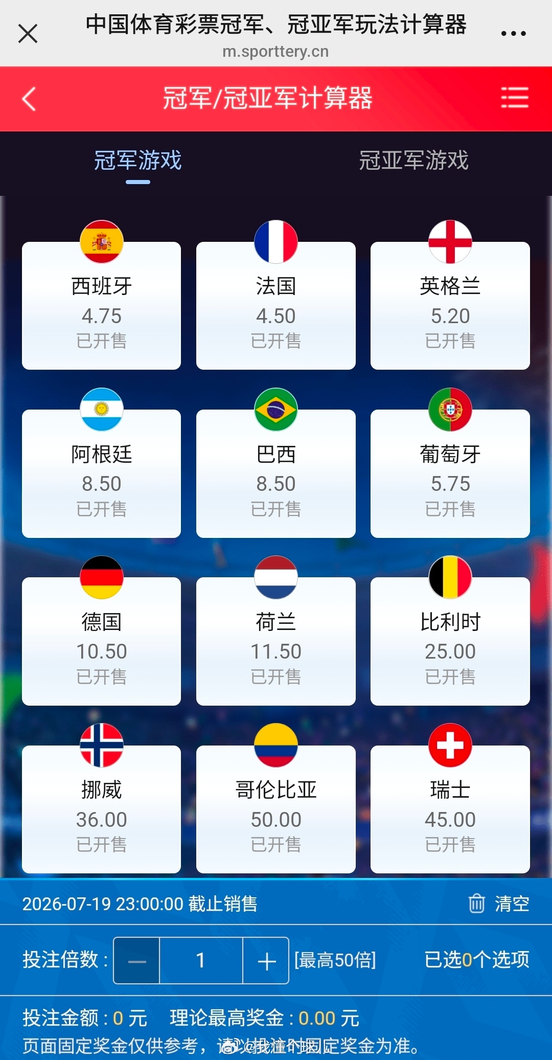 世界杯冠军、冠亚军玩法开售！足球预测