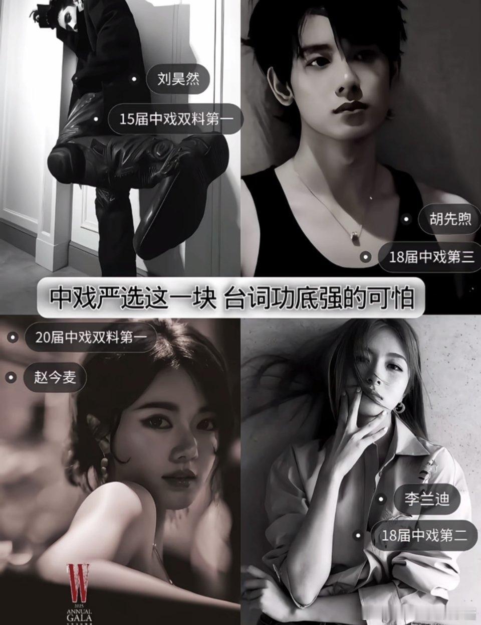 网友总结的最权威的中戏明星是: 刘昊然 胡先煦 赵今麦 李兰迪大家认同吗？ 