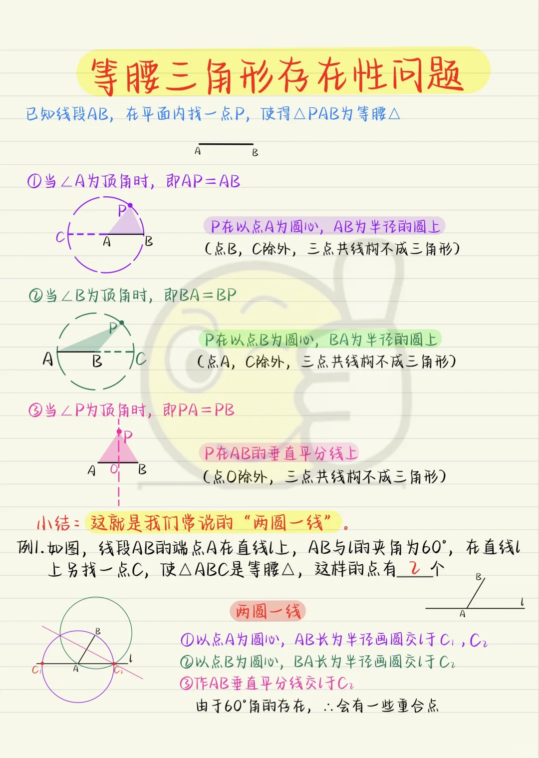 一招搞定❗等腰三角形存在性问题❗两圆一线