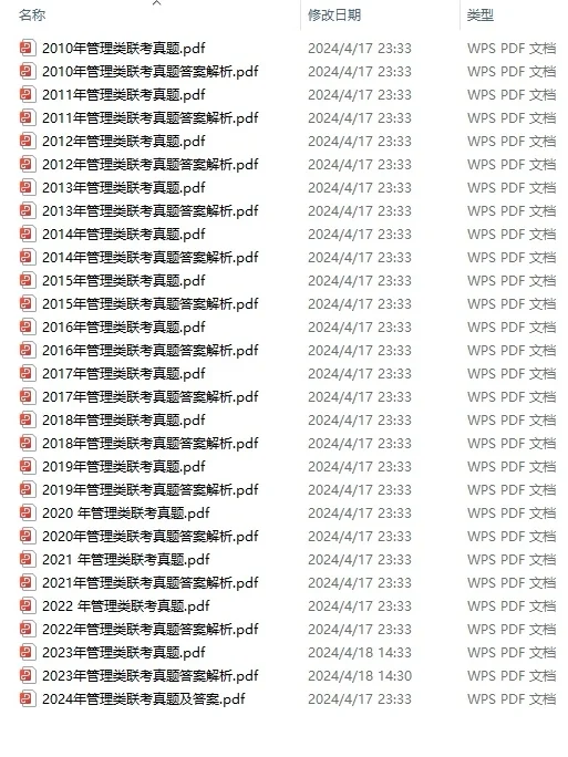 【管理类联考真题】2010-2024管综＋英语