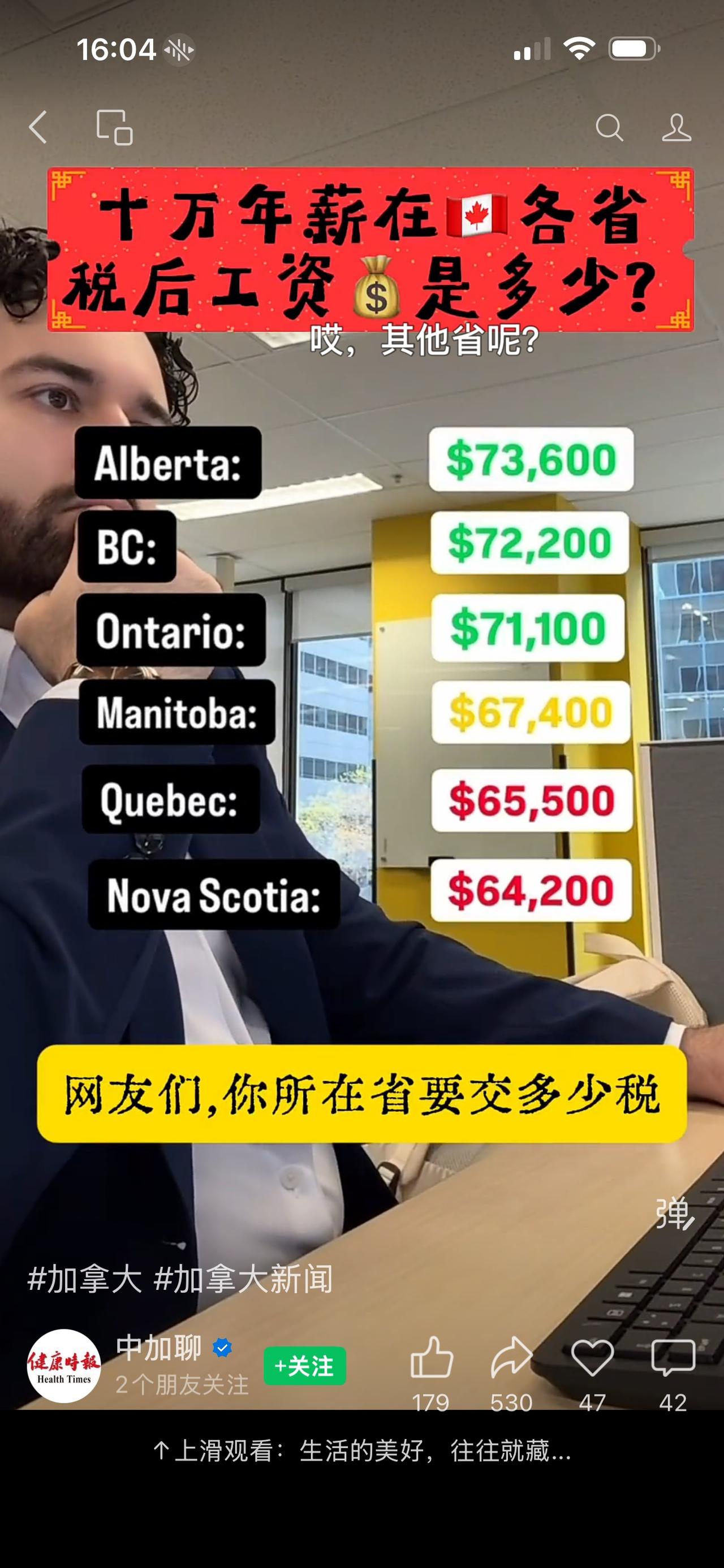 在加拿大主要省份，10万加元收入税后是多少？