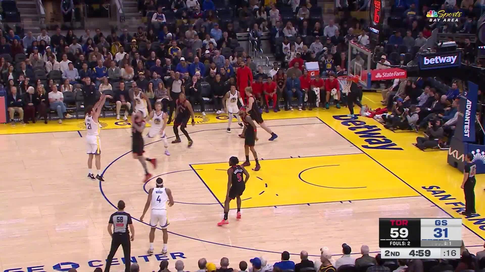 波斯特弧顶三分👌勇士36:61猛龙。猛龙vs勇士勇士春节之夜