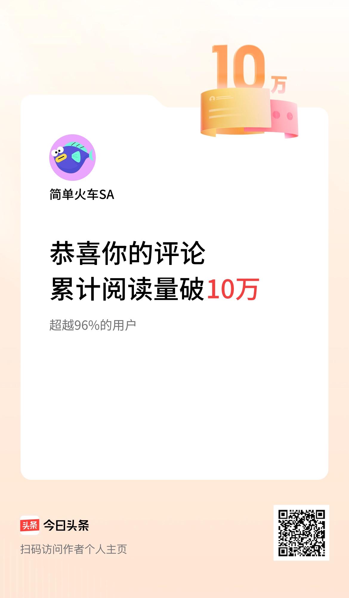 我在头条累计评论获阅读破10万次啦！俄乌战争以来，对于乌克兰人民保家卫国的精神，