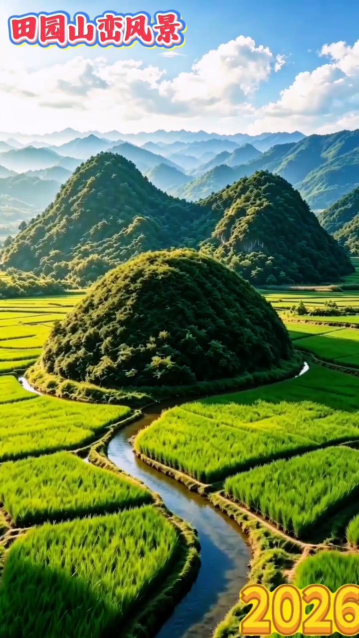 天马挂印山风景。
天马山，印山，田园山峦风景。