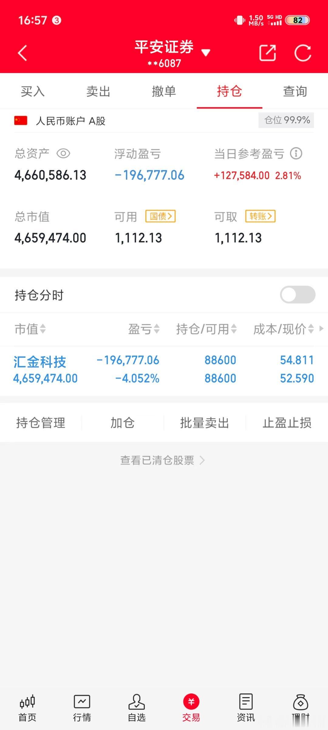 今天是12月23号星期一！韩云嵩（100万）翻倍操作之旅的第56天；今日持有：汇