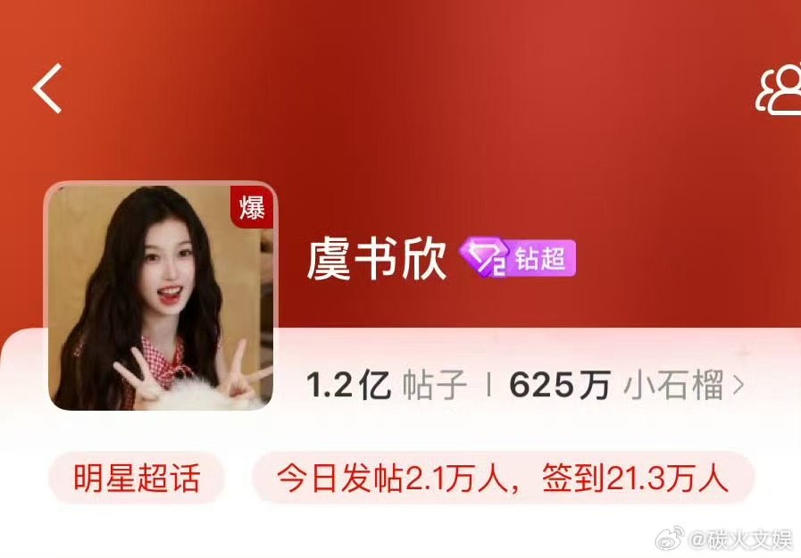 虞书欣超话再爆虞书欣的超话爆了虞书欣的超话爆了，火火火，[太开心][太开心] ​