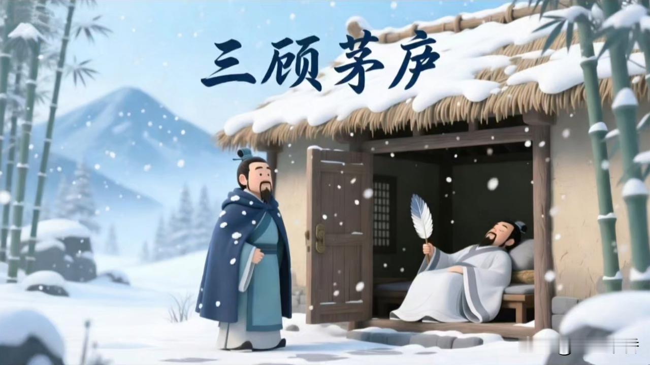 三顾茅庐中的“三”，指刘备三次亲自前往隆中拜访诸葛亮。这个典故出自《三国志》，后