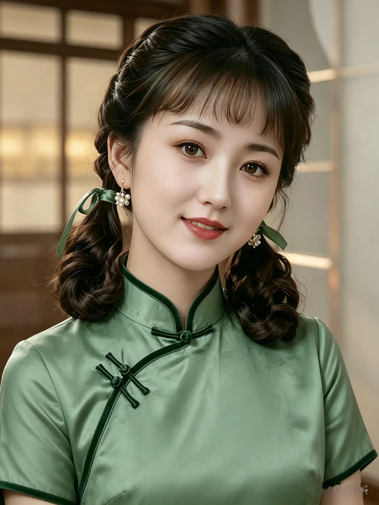 这位小姐姐穿着旗袍，真漂亮！