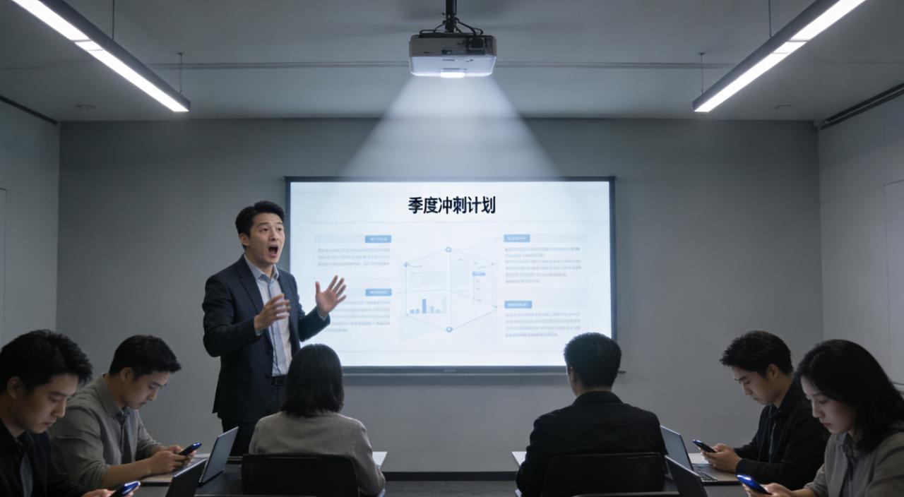 会议室里，项目经理正在讲PPT。
“这个季度我们要冲刺，大家辛苦一下，等项目成了