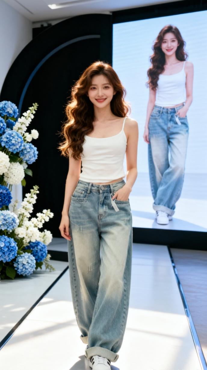 穿搭灵感制造机 审美提升穿搭 阔腿白牛仔裤 牛仔宽腿裤 2026春夏穿搭