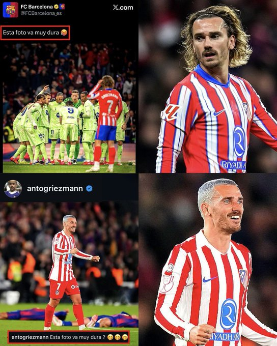 2025年3月，巴塞罗那在战胜马德里竞技后发布了一张照片，照片中明显是在挑衅格列