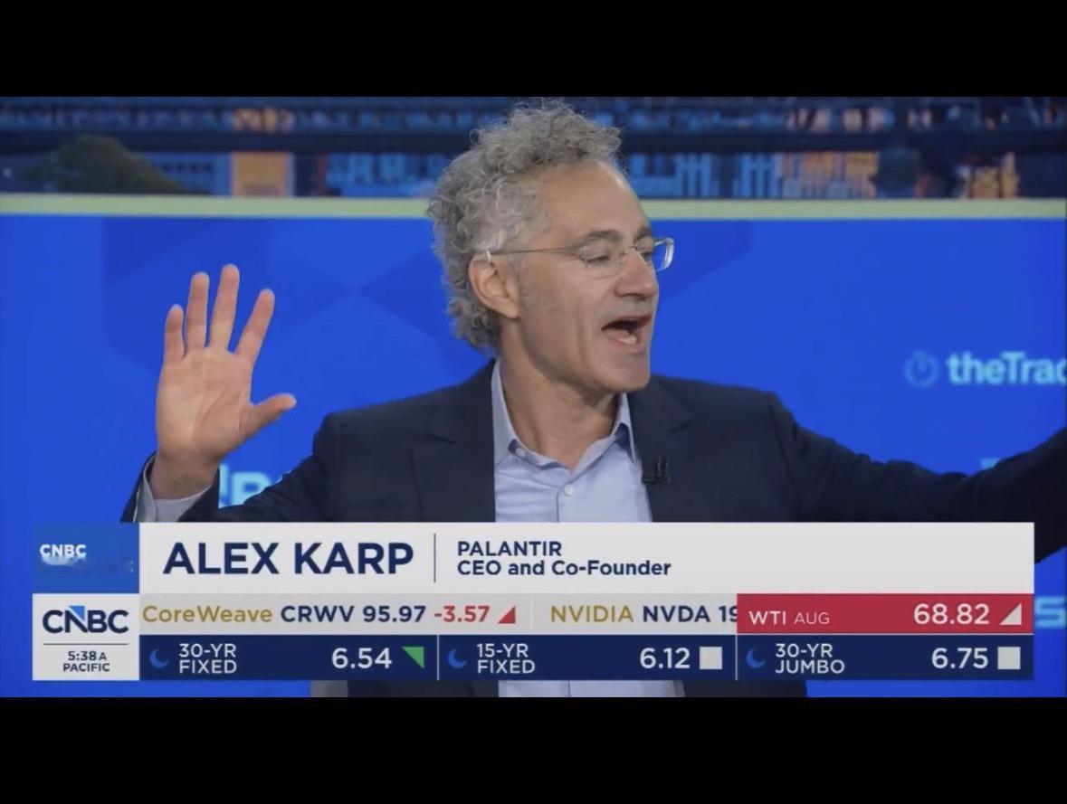 今天在CNBC直播情绪激动的背后

Palantir CEO Alex Karp