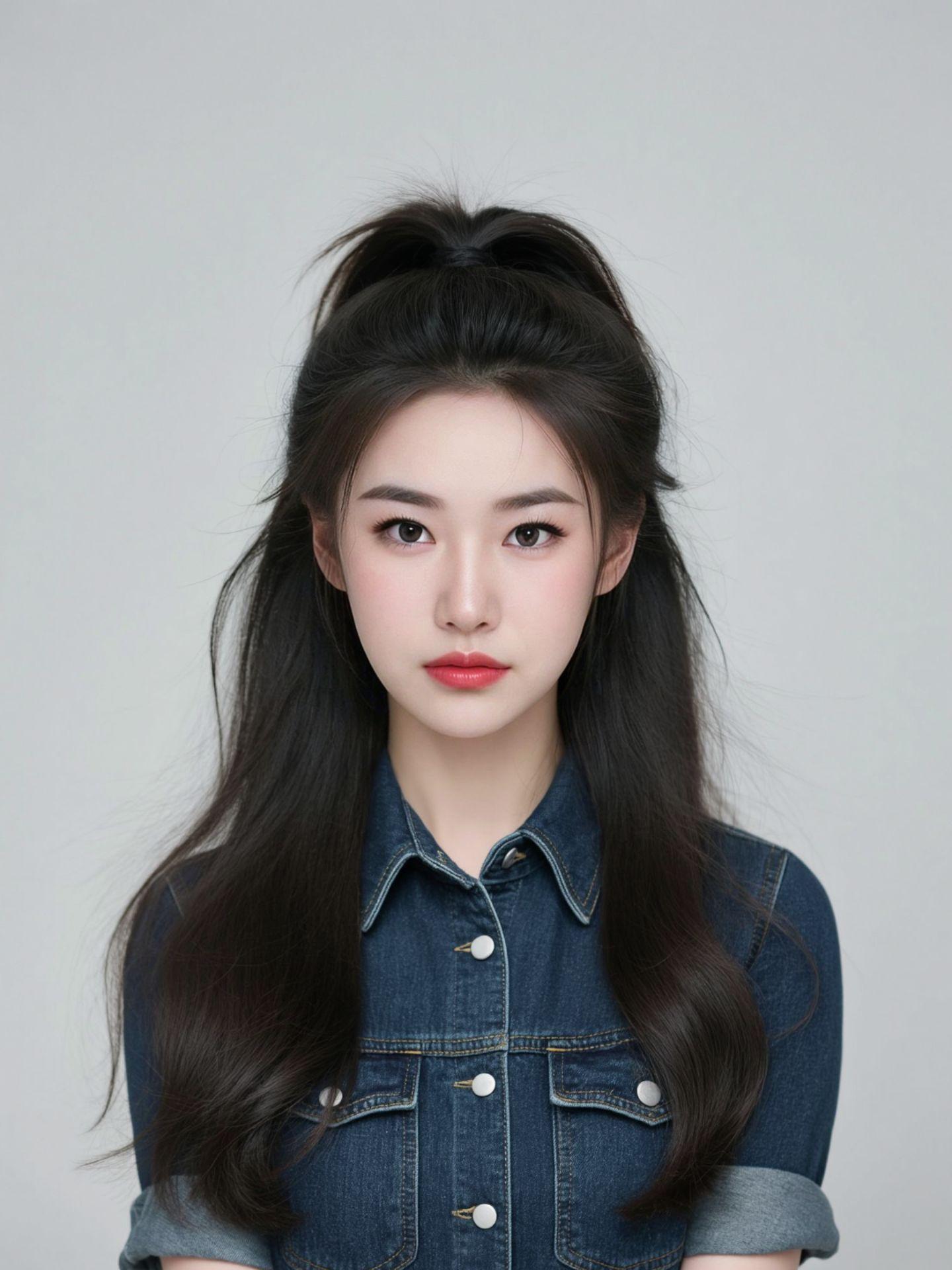 AI高马尾牛仔写真