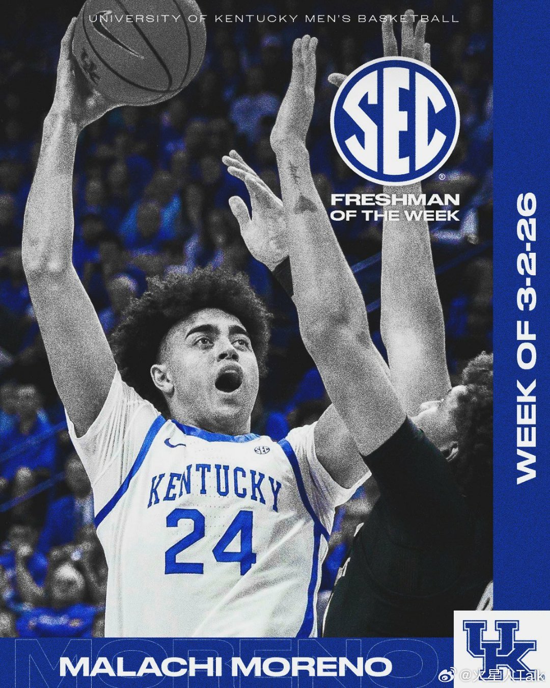 SEC联盟第17周表现奖（2025-2026赛季）。NCAA男篮最佳球员：Lat