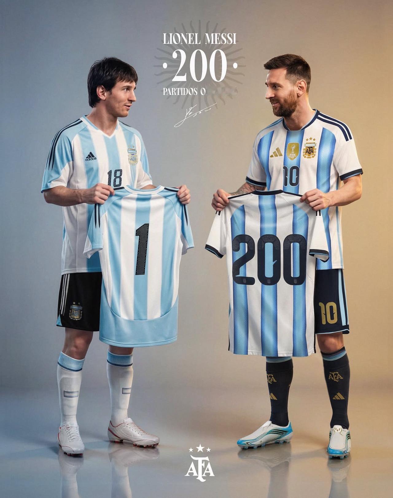 他曾仰望前辈，如今，他已成为后来者仰望的方向。1场——200场⚽️梅西阿根廷美加