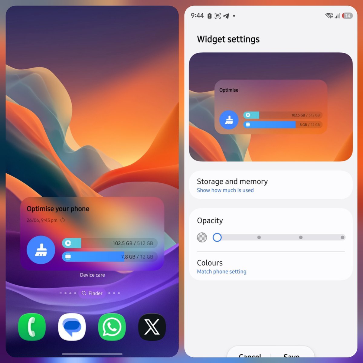 最新的 One UI9.0 Beta 中为设备管理小部件添加了新的模糊效果 