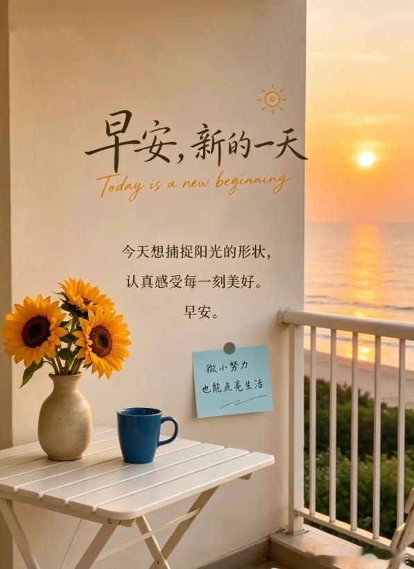 晨起，添一份活力，一份热忱，最棒的一天，始终是今天，最棒的一瞬，始终是此刻，早安