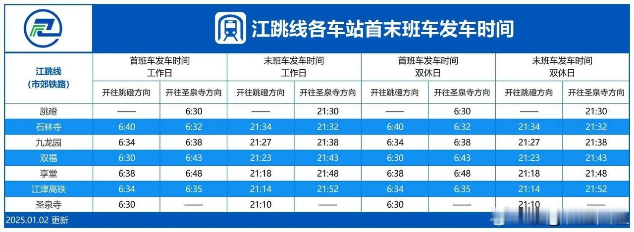 江跳线首末班车时间表，快收藏！🚌🕒