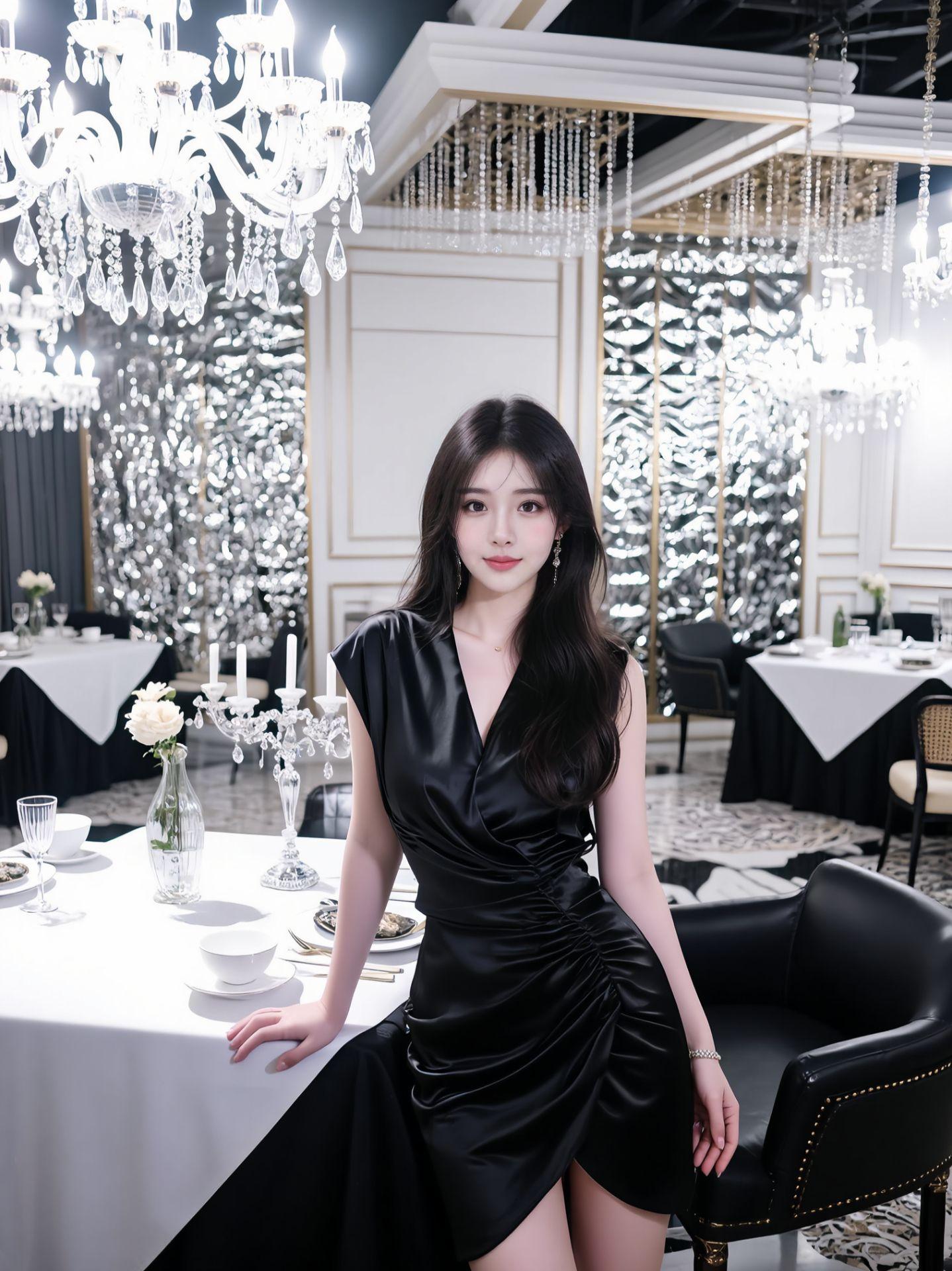 AI黑裙氛围感写真