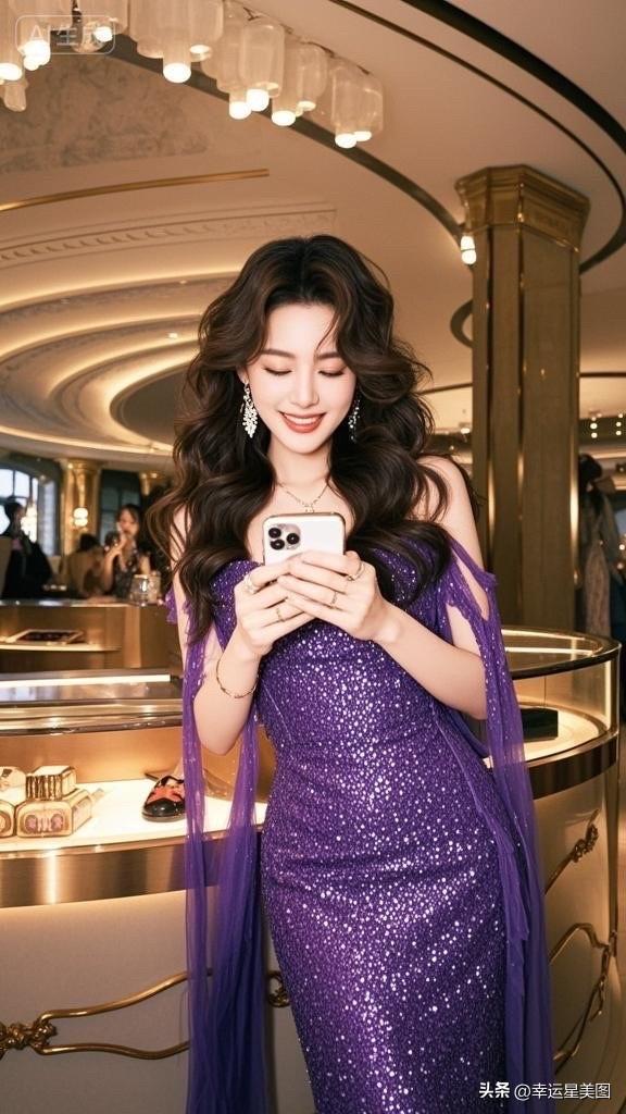 优雅紫衣女子，沉静咖啡时光