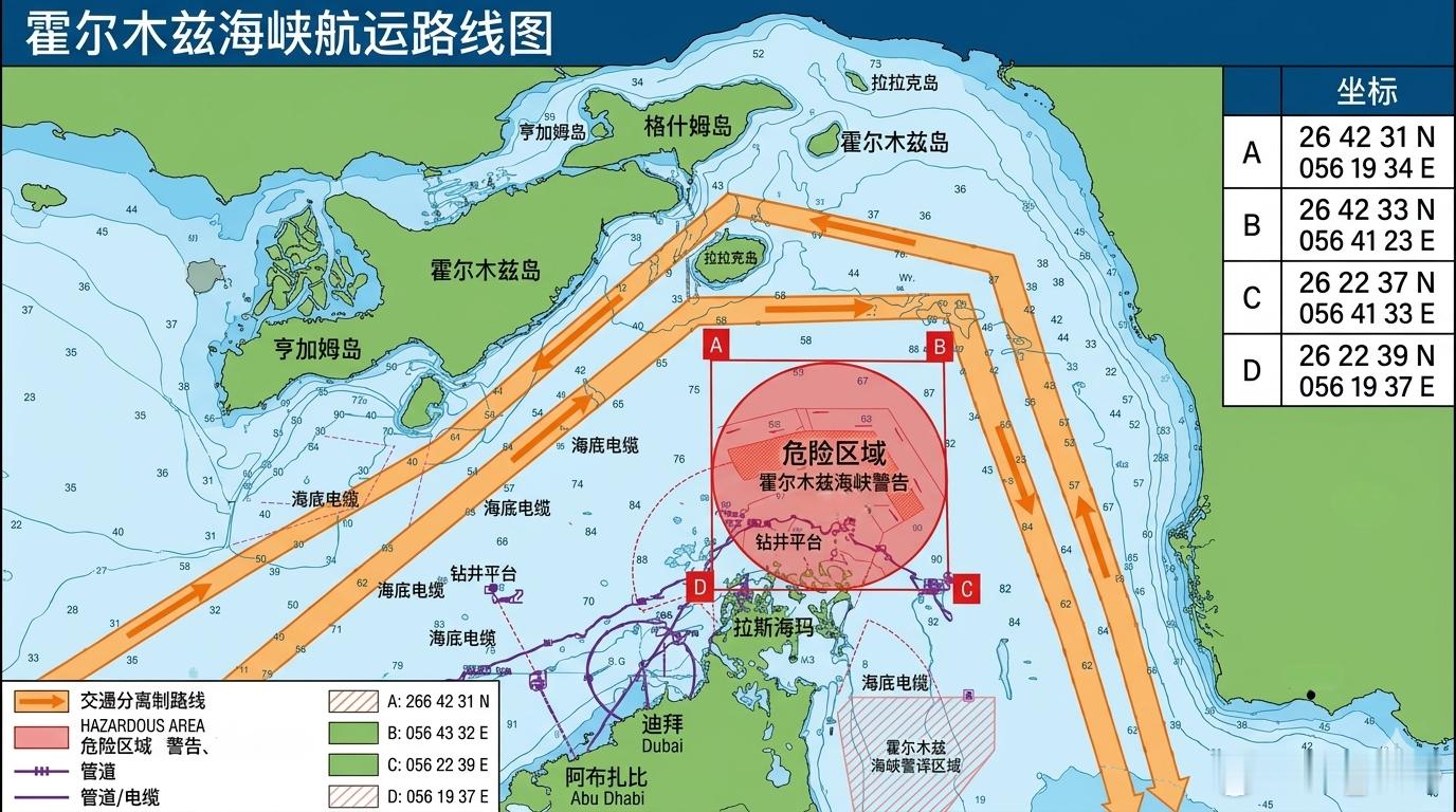 霍尔木兹海峡航运线路图伊朗