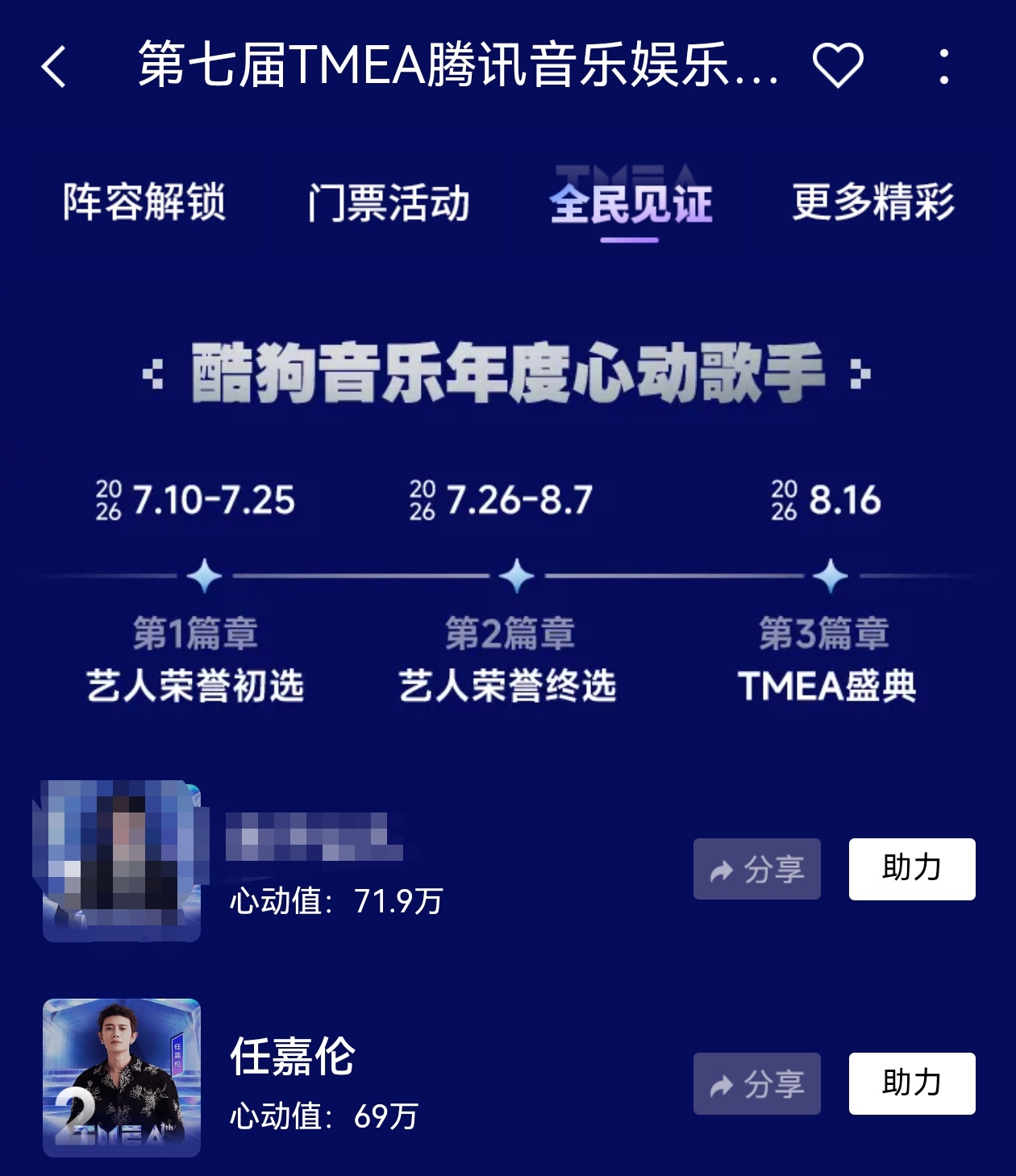 嘉人们太棒了。只差2.9万了继续加油教程见👉🏻网页链接任嘉伦腾讯音乐娱乐盛典