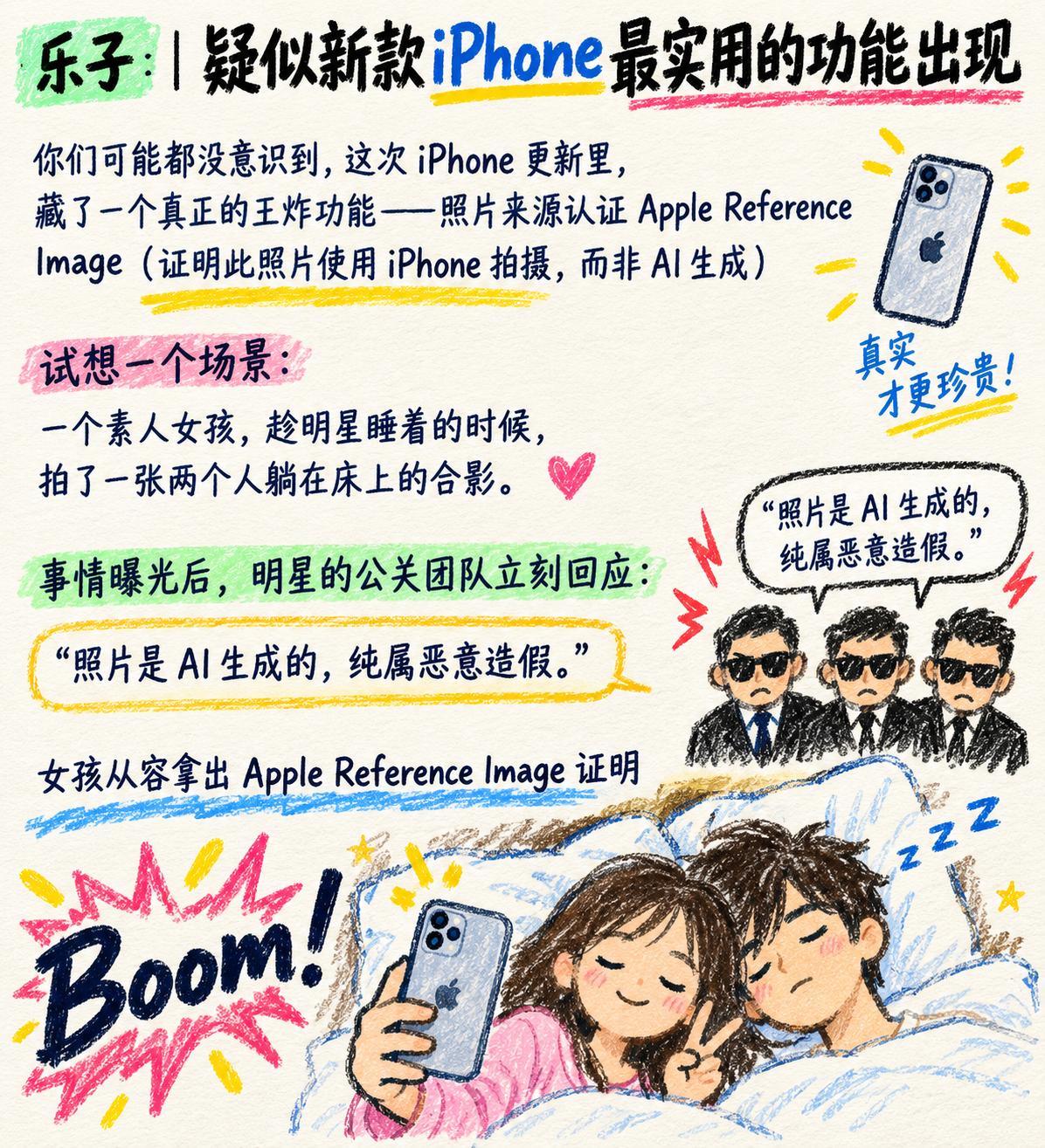 一张关于“新款 iPhone 最实用功能”的截图在网络社交圈疯传，给娱乐圈和公关