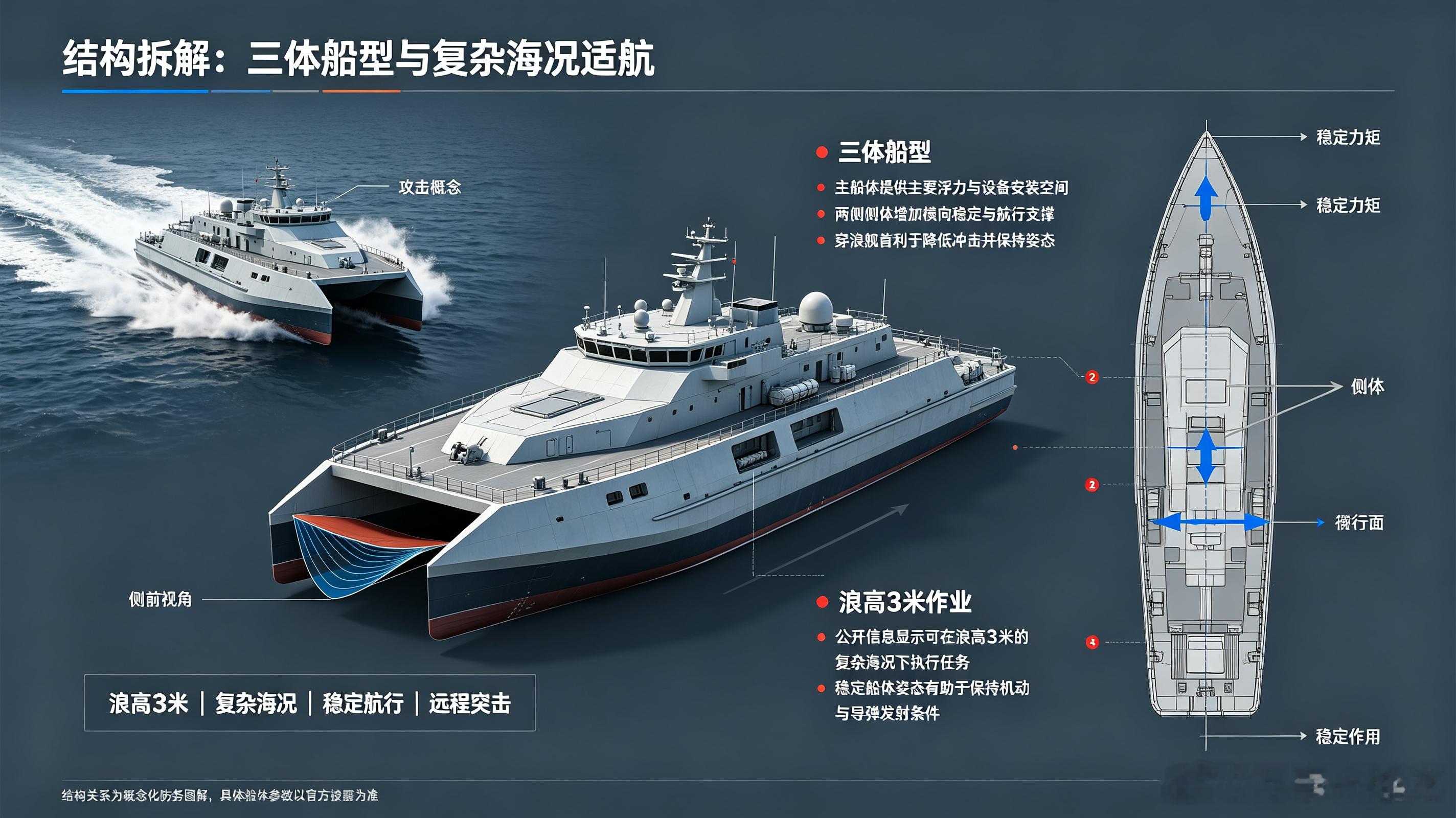伊朗新型三体隐身攻击艇伊朗于2026年5月30日对外公开这款新型三体隐身攻击艇，