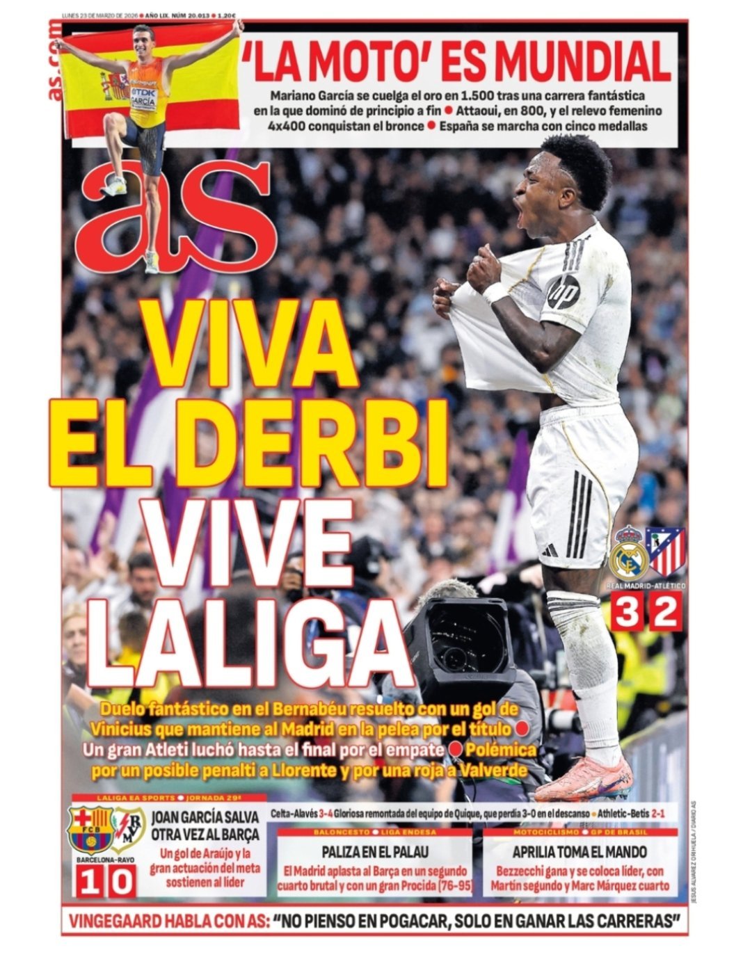 皇马 《阿斯》伯纳乌的精彩对决，维尼修斯的进球使皇马能够继续竞争西甲表现出色的马