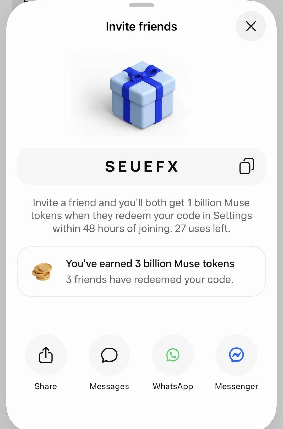 Muse AI免费token
用code可以认领免费10亿token!!!	mu