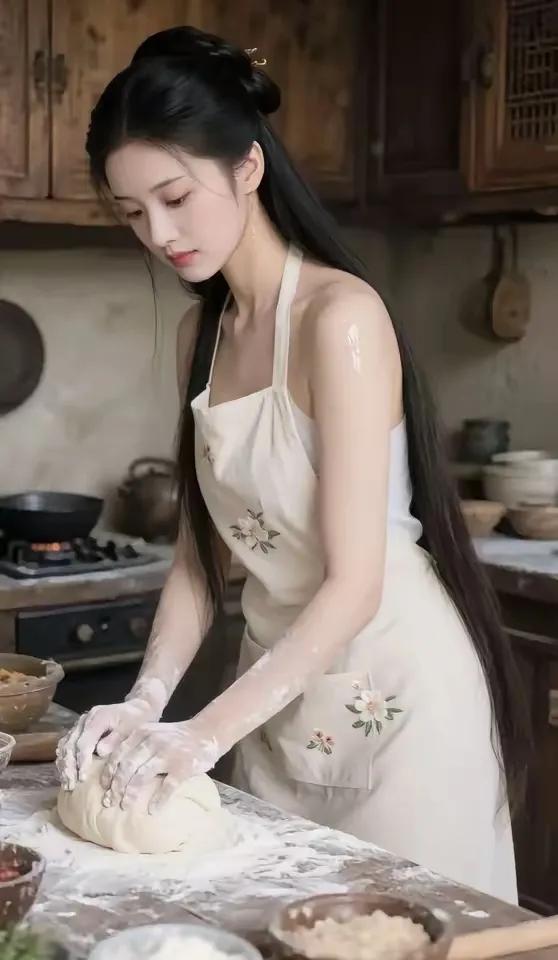 潘金莲揉面团做烧饼给你吃好不好美女人像群 揉面团 烧饼女 女神 烧饼妹子