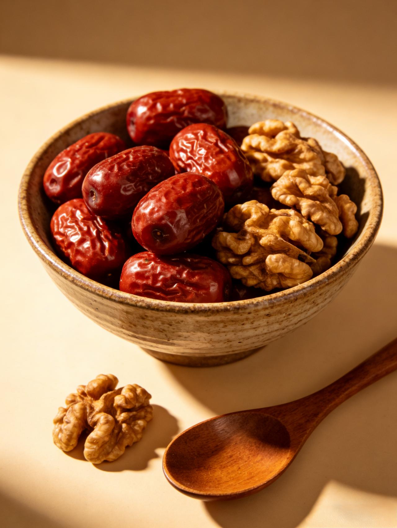 红枣配核桃：寻常日子里的温柔补益

母亲有个青花瓷坛，不大，就搁在碗柜的角落。坛