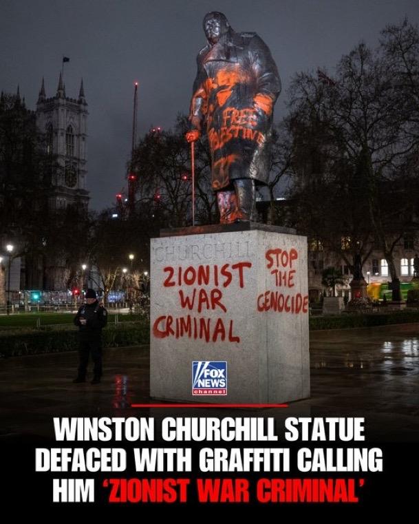 丘吉尔纪念碑遭破坏

一座纪念英国前首相温斯顿·丘吉尔的雕像遭到亲巴勒斯坦活动人