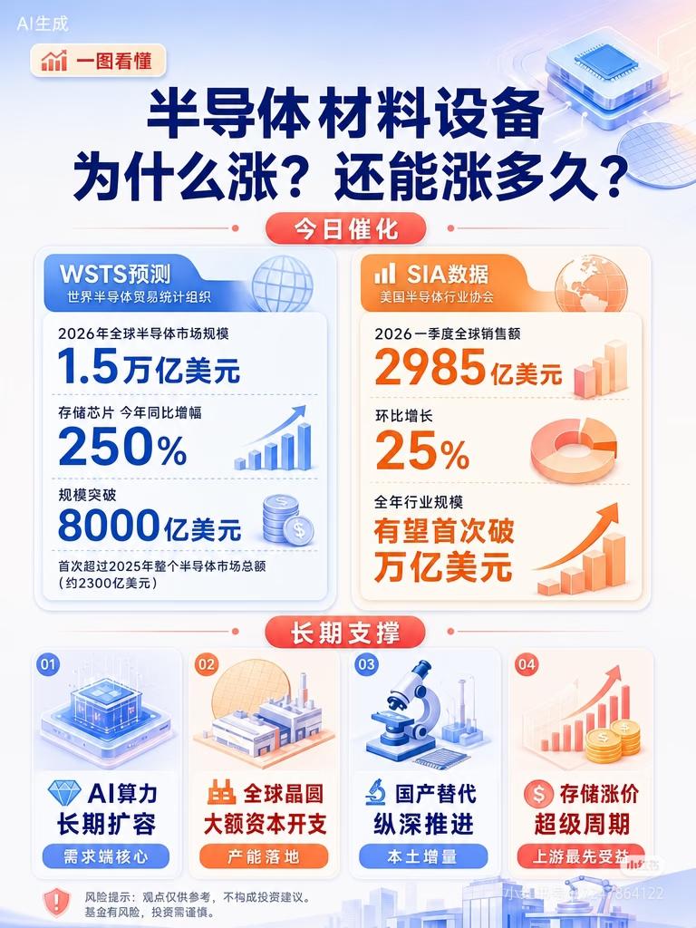 巴菲特说：产业爆发的起点，永远在上游材料与设备。当下半导体材料设备持续走强，背后